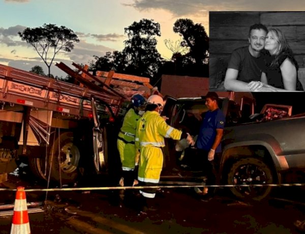 Tragédia na BR-163: Casal morre e dois ficam feridos em grave colisão entre caminhonete e carreta em MT