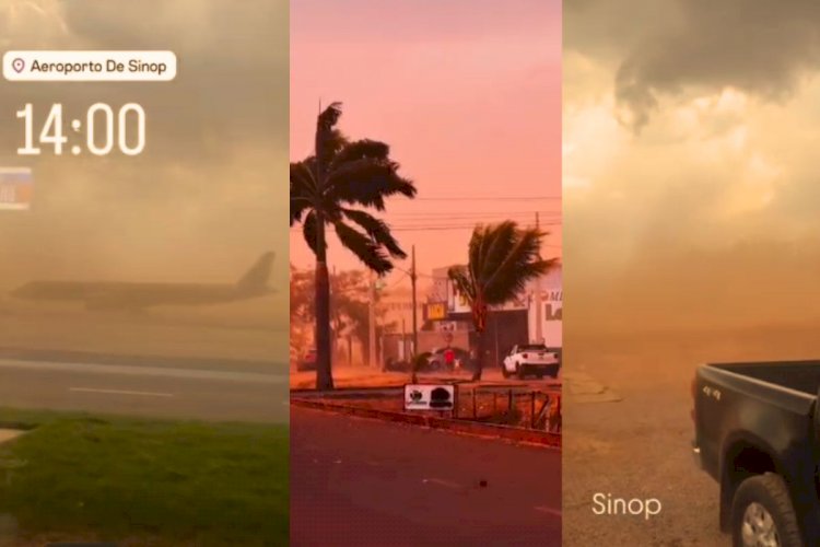 Tempestade de Poeira Escurece Céu em Sinop e Afeta Aeroporto
