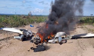 Avião de pequeno porte cai e explode em estrada rural de Mato Grosso