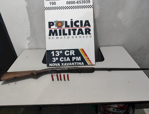 Polícia Militar apreende arma de fogo e munições durante abordagem em Nova Xavantina